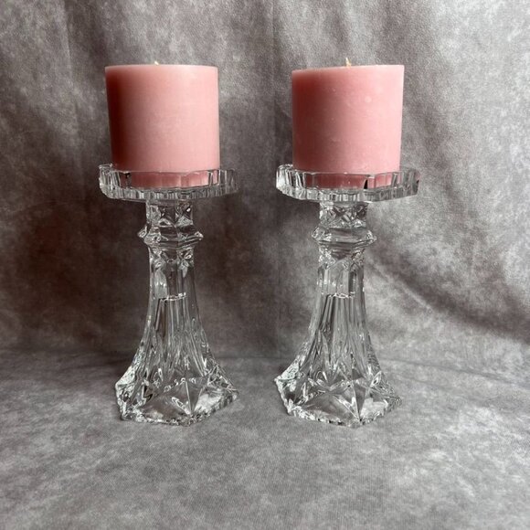 Lead Crystal Glass Candle Holders or Vases ONLY **CANDLES/FLOWERS NOT INCLUDED - Picture 1 of 10
